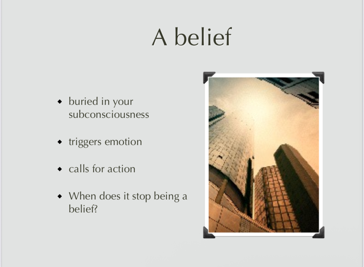 Lesson slide: what is a belief, discussion prompt